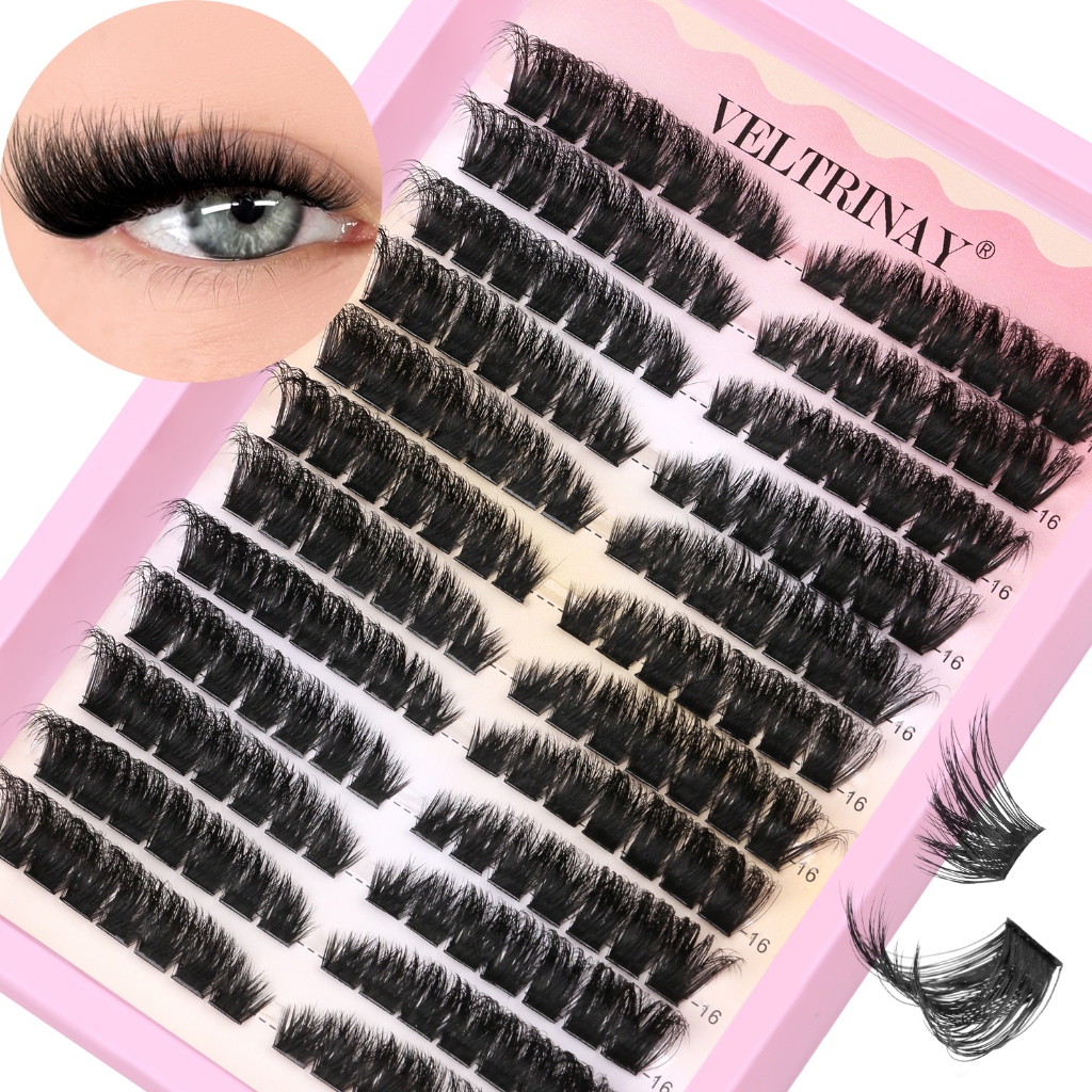 Extensões De Cílios Individuais , Comprimento Misto , 16/18mm , Grosso , Volume Fofo , Faça Você Mesmo , Clusters , Curv
