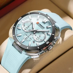 Novo CURREN Relógio Masculino Marca Genuína Moda Pulseira De Silicone Cronógrafo Mãos Luminosas Calendário Automático Ad