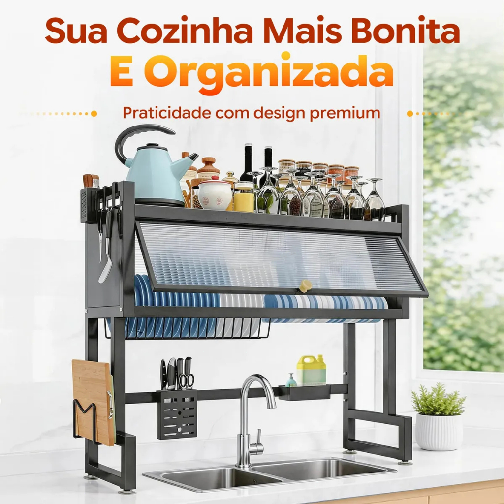 Escorredor De Pratos De Cozinha Suspenso , Rack De Armazenamento De Pia , Organizador Modular Autônomo , 1-2 Camadas , A