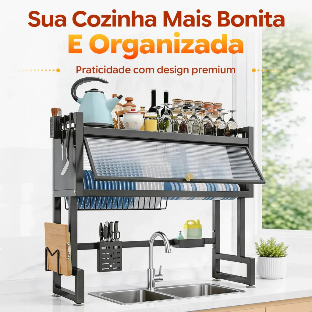 Escorredor De Pratos De Cozinha Suspenso Rack De Armazenamento De Pia  Organizador Modular Autônomo 1-2 Camadas