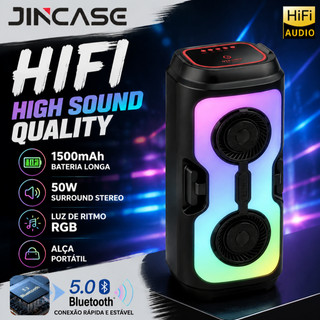 Caixa de som Bluetooth Portátil Com Led RGB Portátil FM USB TWS 50W Para Praia, Festa ou …