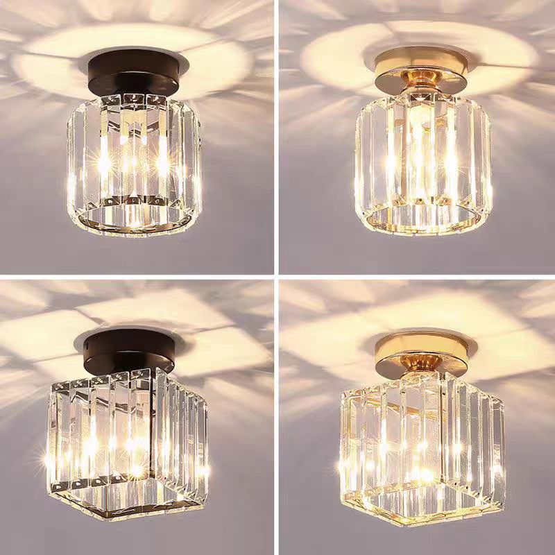 Luminária de Teto de Cristal Moderna Soquete E27 Decoração Elegante para Corredor Varanda e Hall