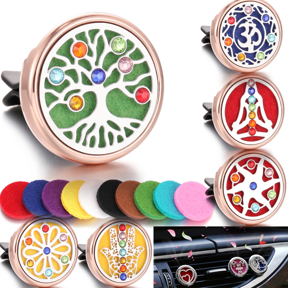 Aromaterapia Tree of Life Air Rose gold Clipe Respirável Com Óleo Essencial De Ventilação De Carro Almofadas Mistas Para