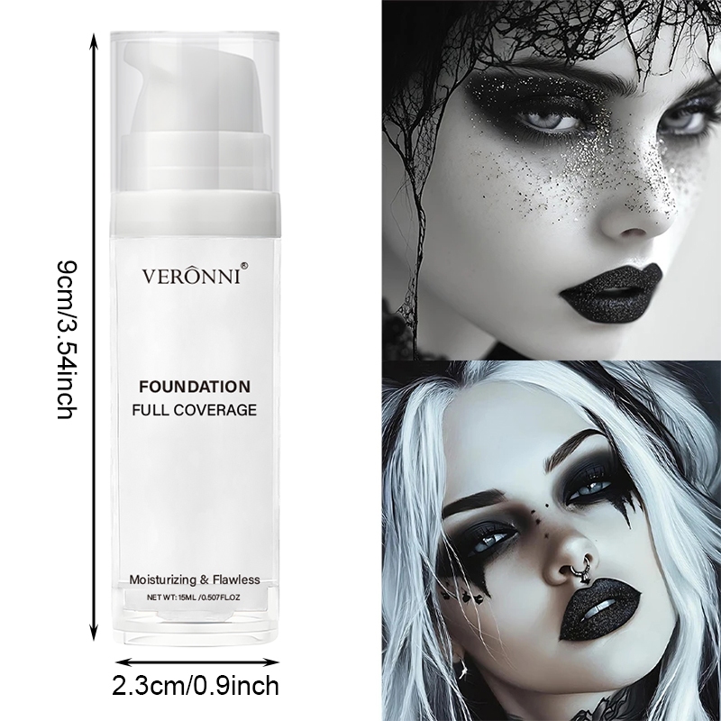 VERONNI Base Branca Luz Líquida Bege Brilho Matiz Líquido Cosplay Branco Puro Personagem Role Play , Carnaval , Hallowee