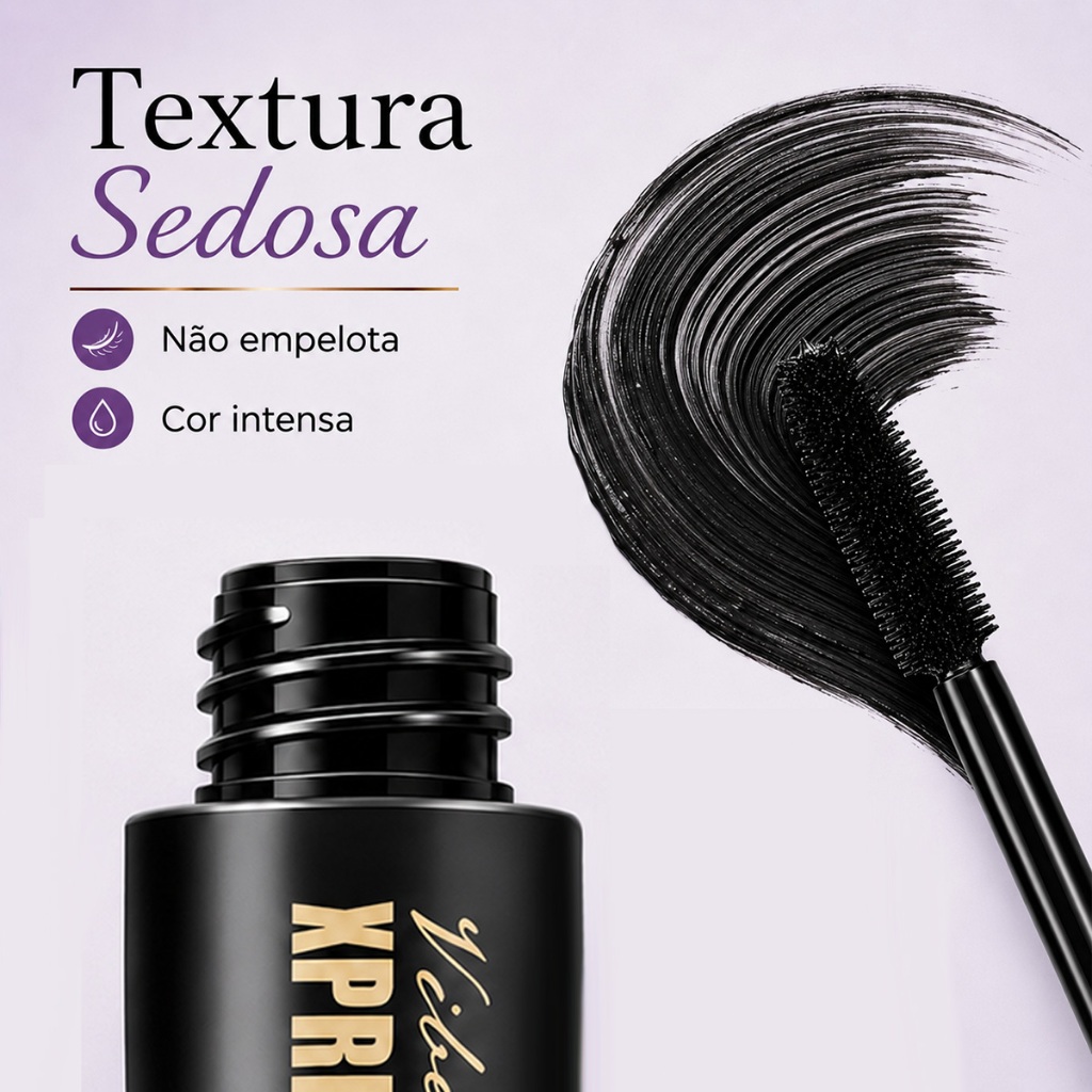 Mascara De Cílios 4D Vibely Xpress Control Rímel Alongador À Prova D'água Longa Duração