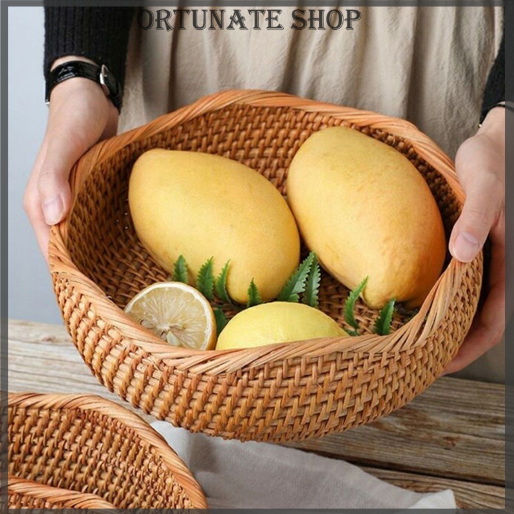Floral Rattan Cesta De Armazenamento Da Mão Tecido Borda Bandeja De Vime Para Fruit Pão Food Breakfast Exibição Casa