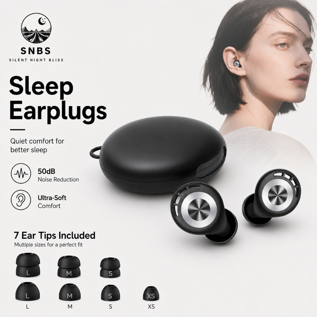 Imagem SNBS Protetor Auricular para Dormir, Redução de Ruído 50dB, Silicone Macio e Confortável, 7 Pares