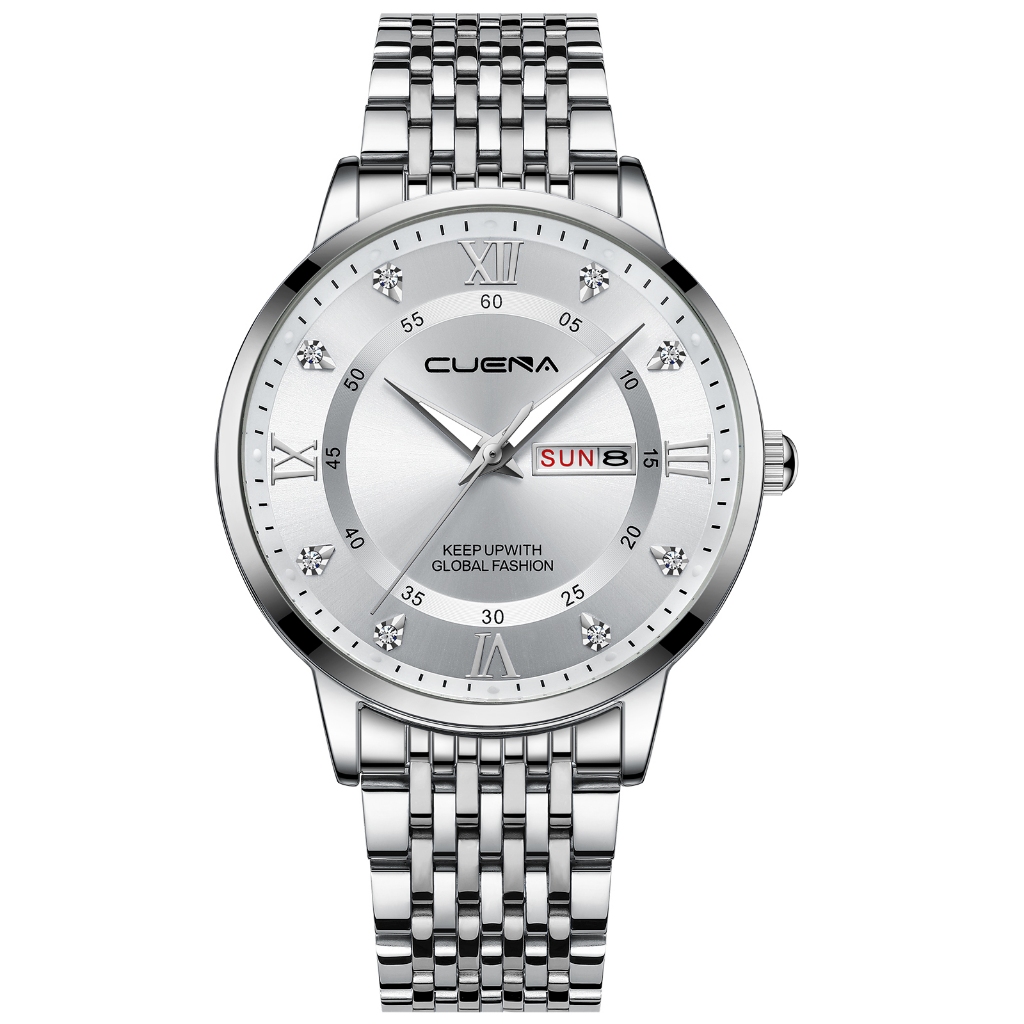 CUENA Relógios Masculino Marca Original Moda Luxo Business Casual Inox 6008