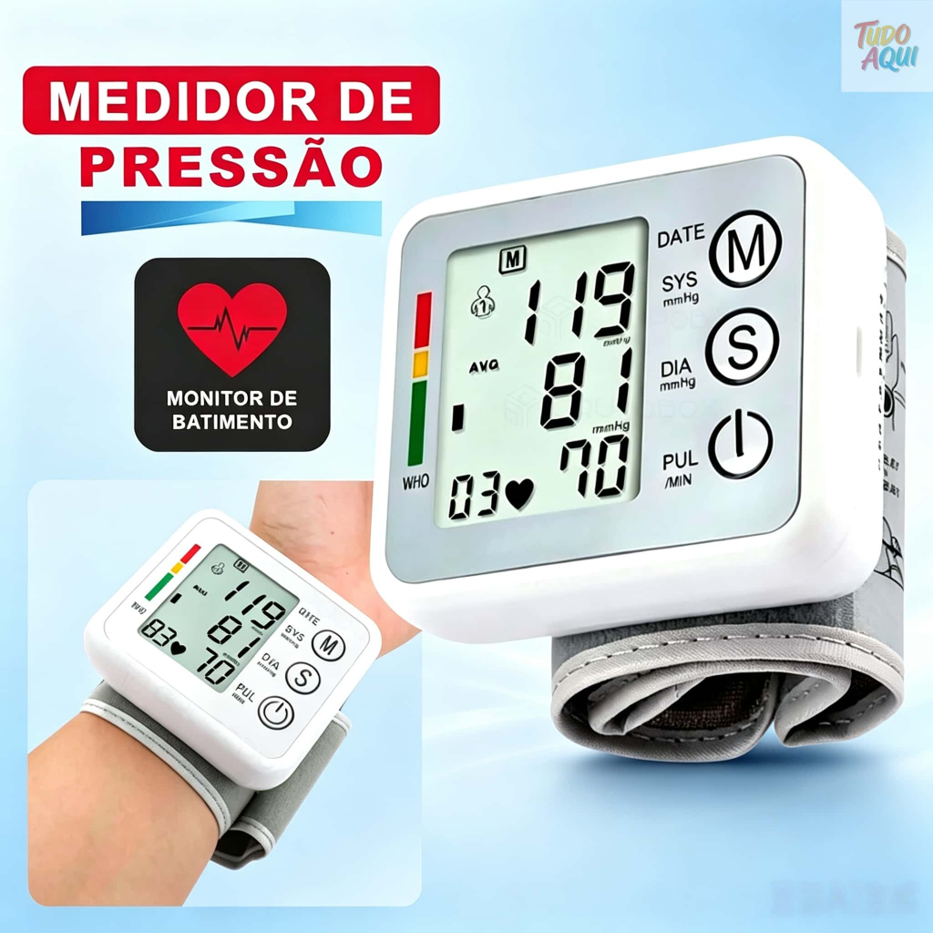 Medidor Pressão Digital De Pulso Com Voz Monitor Inteligente,Aparelho De Pressão-TUDO