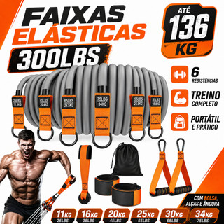 Elástica de Resistência Equipamentos de Ginástica para Treino em Casa e Academia 300 lbs