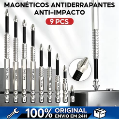 Kit Bits PH2 para Parafusadeira 1/4 em Aço K5 Antiderrapante 9 Pcs