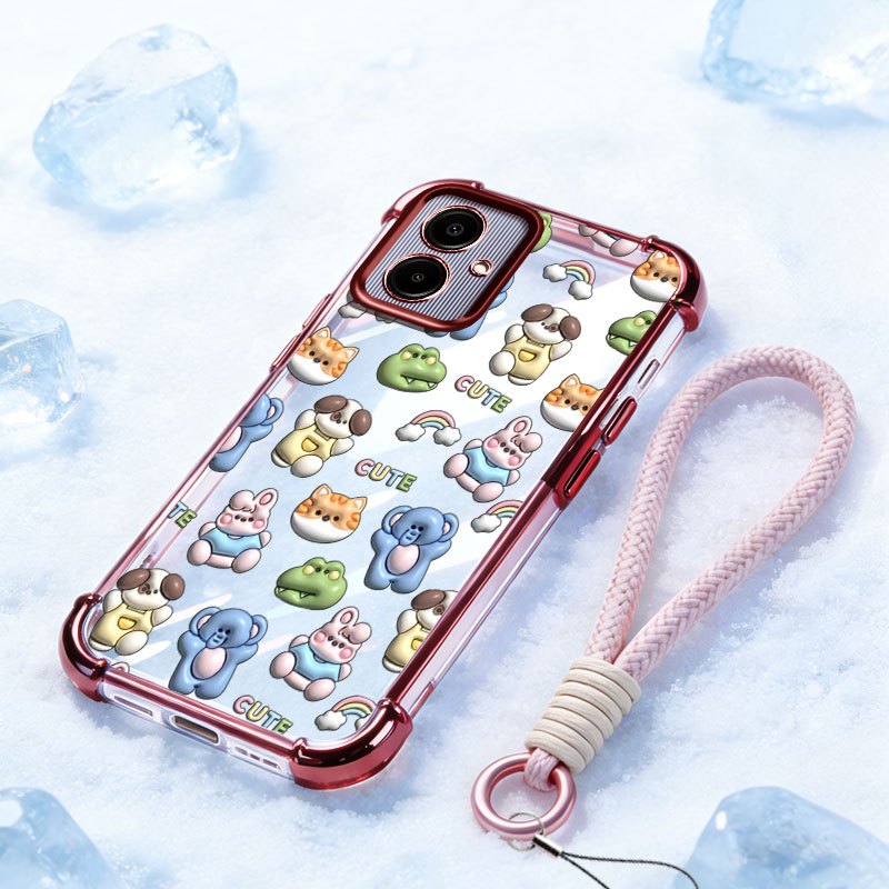 YBD Capa Para Samsung Galaxy A07 M07 F07 A06 A03 Core A04 A05 A04E 3D Estéreo Cabeça De Animal Impressão Transparente Es