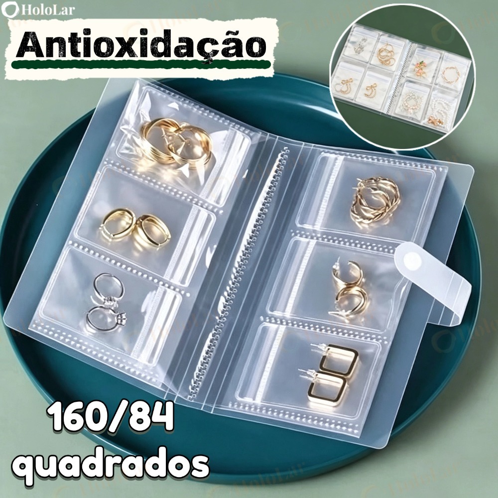 84/160 Grade Transparente Livro De Armazenamento De Jóias Auto Vedação Saco Para Colar Anel Foto Cartão Organizador-HO
