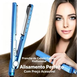 Chapinha Prancha Alisadora Nano Titânio Bivolt, Temperatura Ajustável Anti Frizz Cabelo Liso Profissional