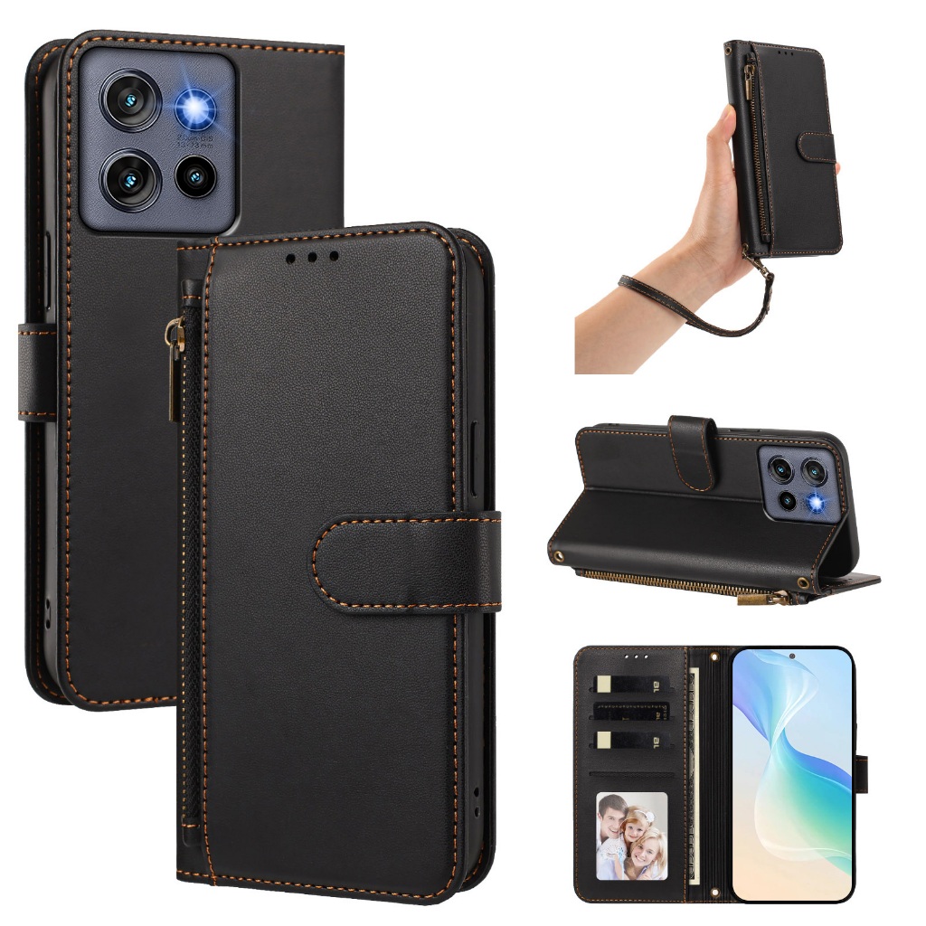 Capa Carteira Com Zíper Para Motorola Moto G87 G77 G67 G57 G47 G37 G17 Power G86