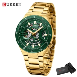 Novidade Relógio Mecânico-Masculino CURREN , Pulseira Elegante De Aço Inoxidável , Corda Automática Mecânica , Mãos Lumi