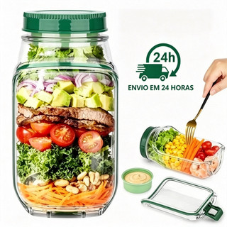 Copo Pote de Salada Portátil com Compartimento de Molho Marmita Saudável para Almoço