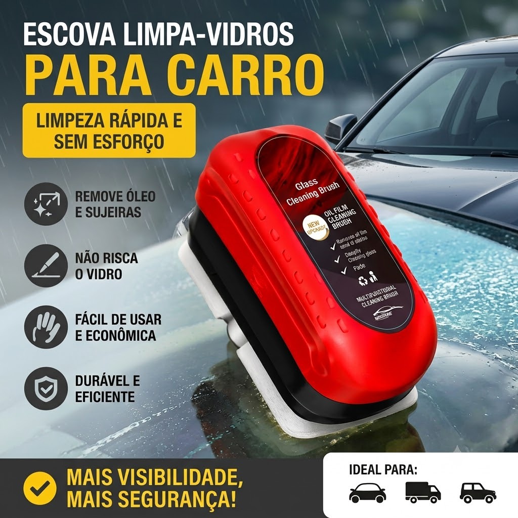 Removedor de Película de Óleo Para Vidros Automotivos 120ml | Limpador de Para-brisa com Escova