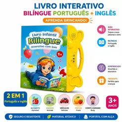 Livro Interativo com Som Bilíngue Português-Inglês Educacional LOJA