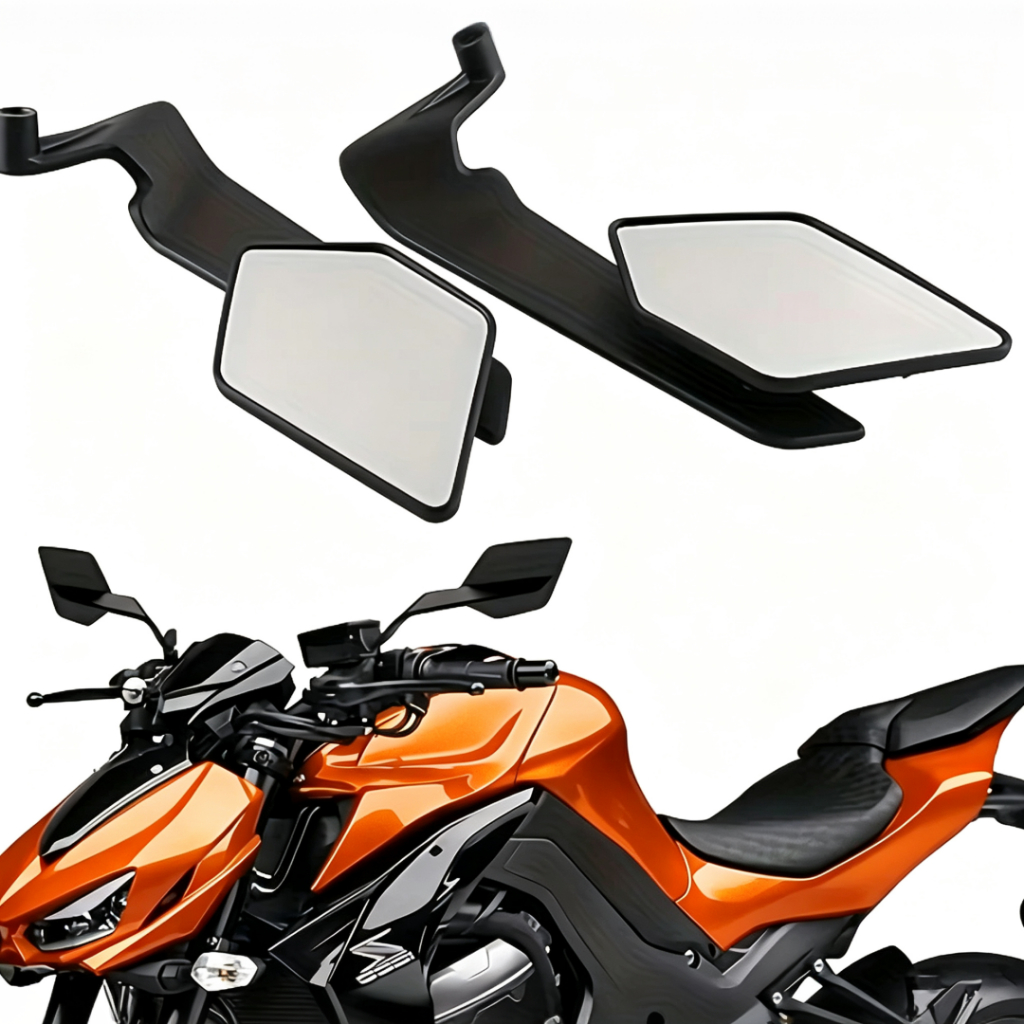 Espelho Retrovisor New Airfoil Asa de Vento Universal Alumínio CNC Ajustável Giratório para Motos