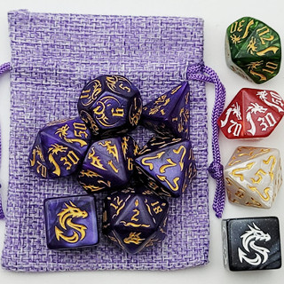 (Dice + Bolsa) Conjunto De 7 Padrões De Dragão , Dados De Jogo De Dramatização D & D (D6 D20 D10 D12 D4 D8)