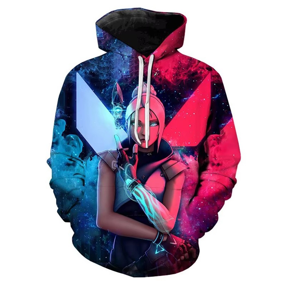 Primavera E Outono Moda Esportiva Masculina Popular Jogo Valorant Padrão 3D Impresso Moletom Com Capuz Masculino Feminin