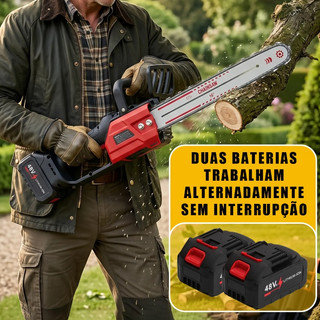 Moto Serra Elétrica Sem Fio 16 Polegadas, Com 2 Baterias, Motor Sem Escova para Poda de Galhos no Jardim