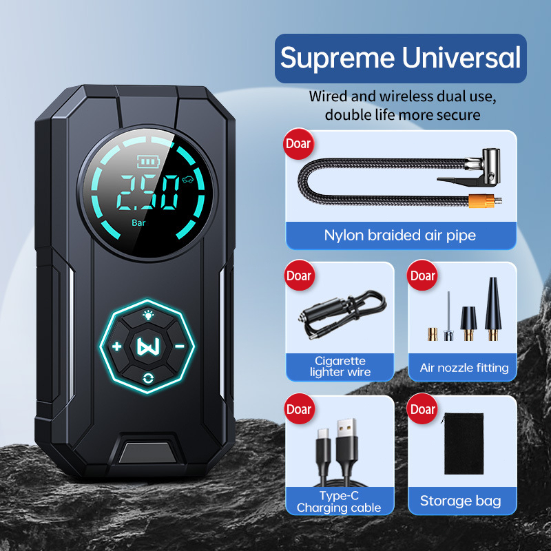 Compressor de Ar Portátil Digital USB Recarregável | Inflador de Pneu Elétrico para Carro Moto Bicicleta — imagem 2 de 2