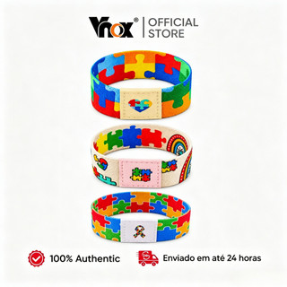 Vnox Pulseira Autismo Para Crianças Colorida Quebra-Cabeça Elástica Macia Meninos Meninas Adolescentes Adultos Pres.