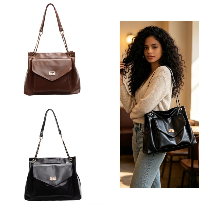 Bolsa Tote Feminina, Bolsa de Ombro com Alça de Corrente, bolsas feminina elegante meido femininas de ombro