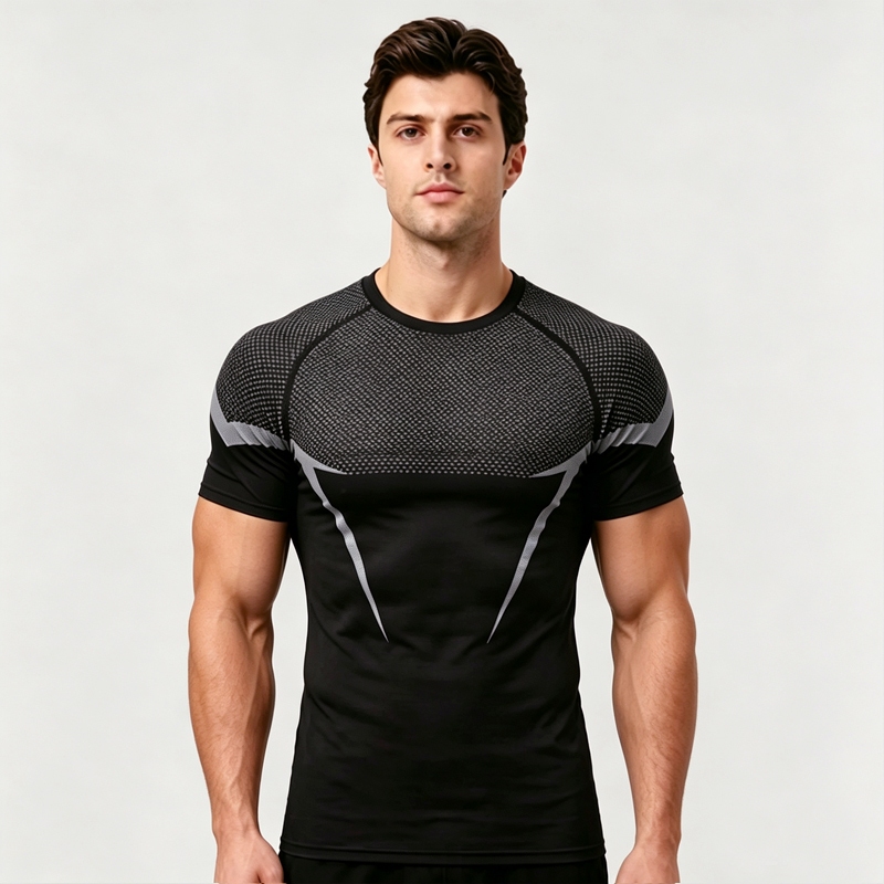 Camiseta Esportiva Masculina Elástica Muscular Fitness Secagem Rápida Respirável Confortável Adequada Para Treinamento D