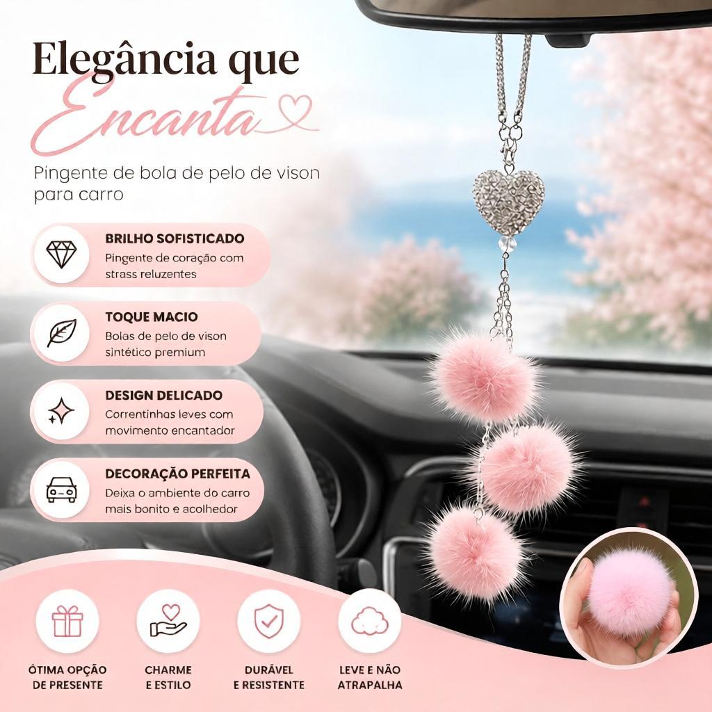 [lovego] Pingente De Pelúcia De Cristal De Strass Ornamento De Espelho Retrovisor Automático Acessórios De Carro Decoraç