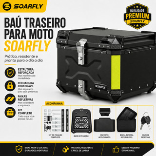 Porta-Malas De Alumínio Para Motocicleta 45-65 L + Suporte + Encosto