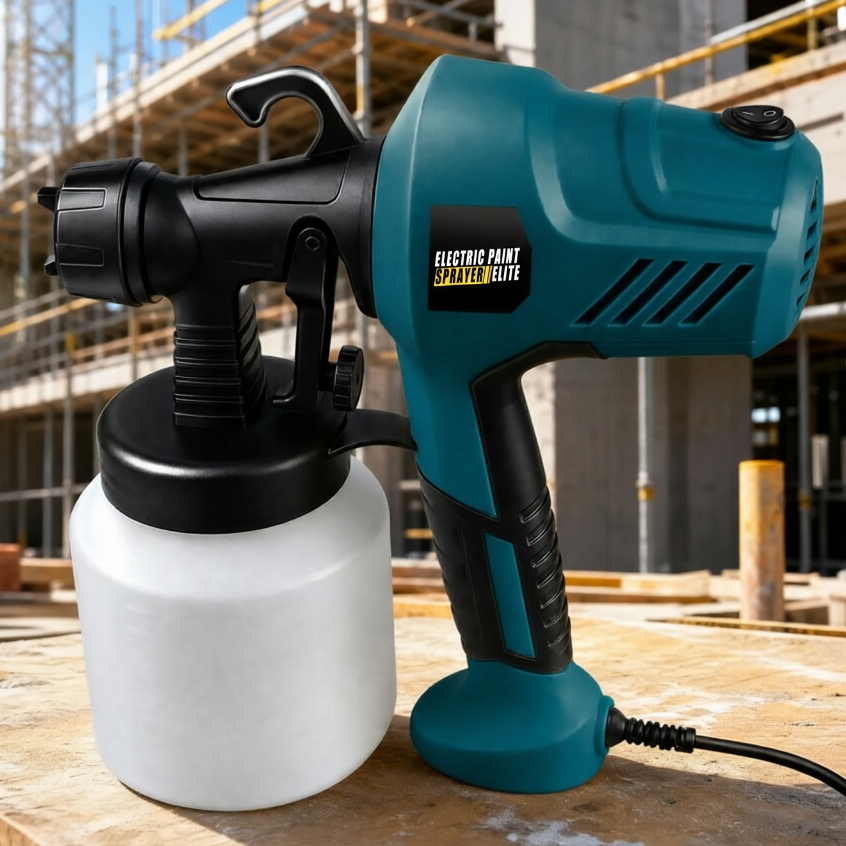 Pulverizador De Tinta Grande 800ml Copo Pistola 127V/220V Amarelo/Azul Para Móveis Pintura Látex