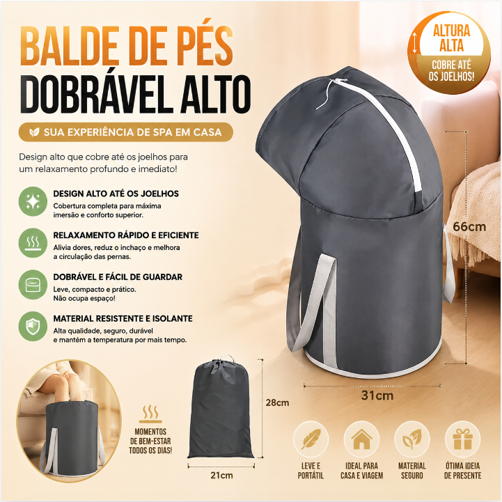 Banheira de Hidromassagem para Pés Dobrável – Ofurô Espaçoso até o Joelho, Relaxante e Portátil