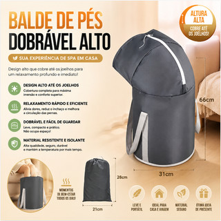 Banheira de Hidromassagem para Pés Dobrável – Ofurô Espaçoso até o Joelho, Relaxante e Portátil