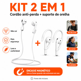 Kit Esportivo para Fone Bluetooth Cordão Anti Queda + Gancho Auricular para Corrida…