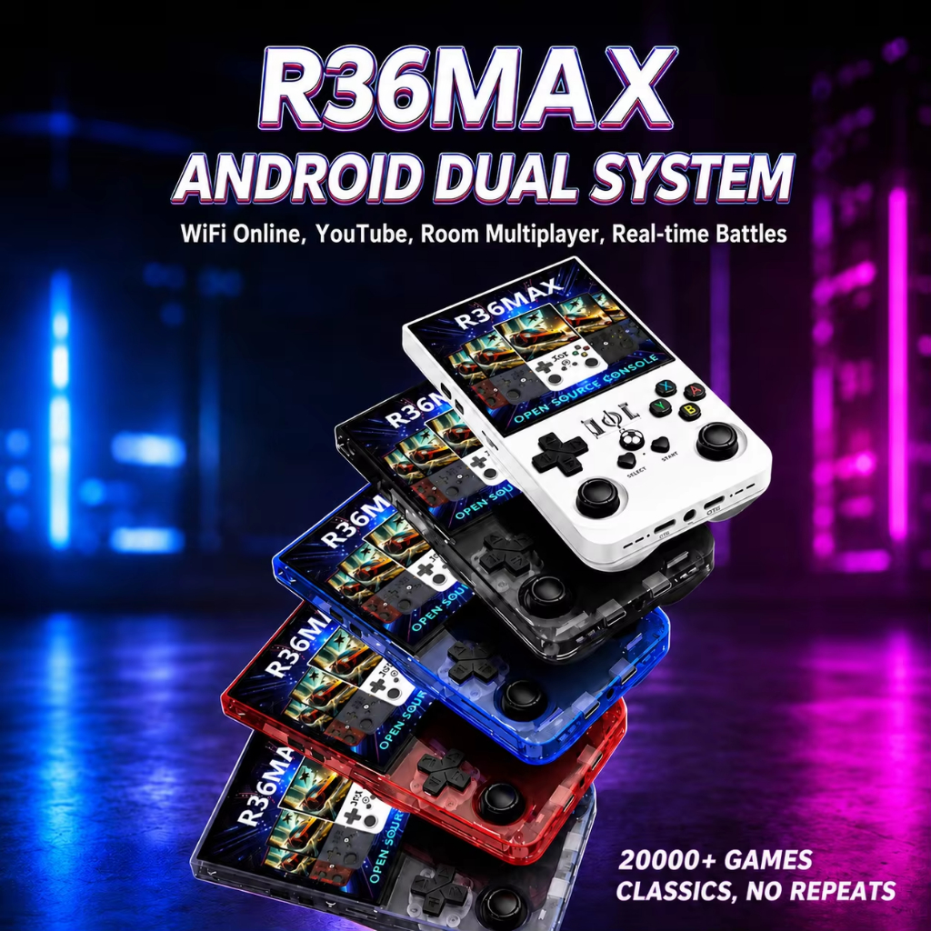 R36 MAX Retro Console De Jogos Portátil Sistema Linux 4 Polegada Tela IPS 4000mAh Bateria Bolso Leitor Vídeo Menino Pres