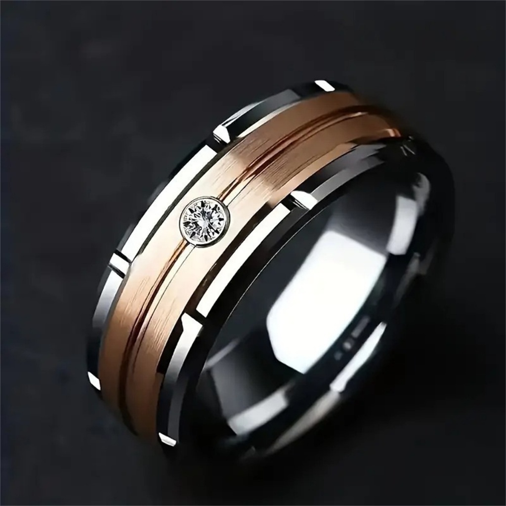 8mm de largura moda simples rosa ouro Slot multicolorido titânio aço masculino feminino anel/moda legal acessórios de jó