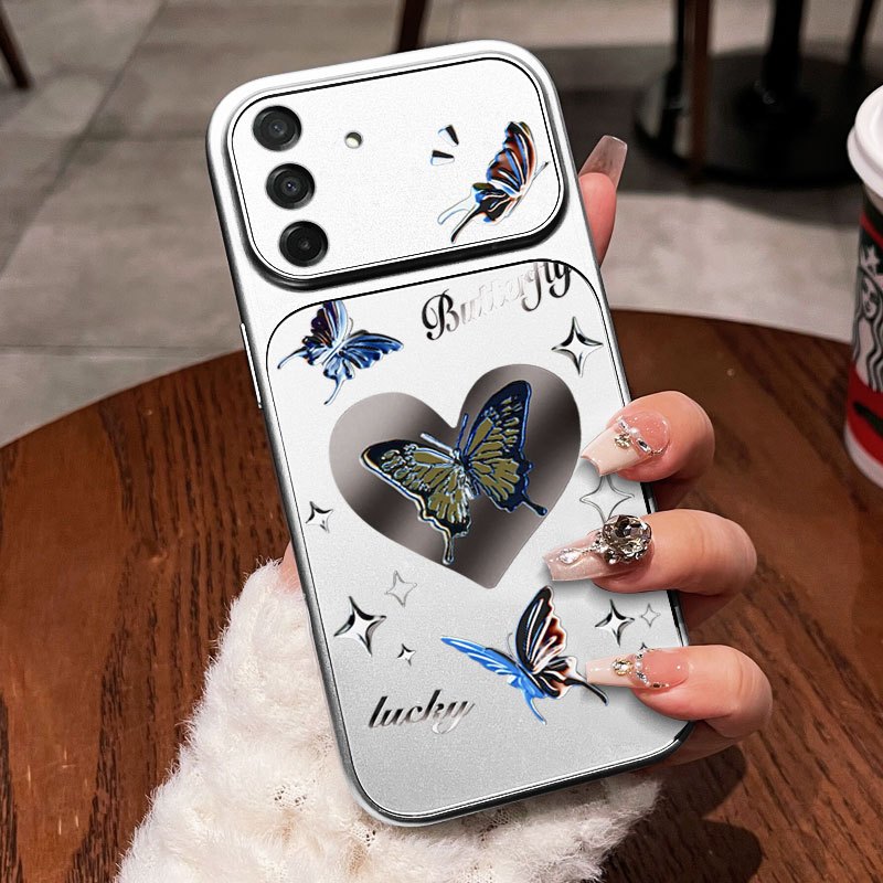 YBD Capa De Telefone Para Samsung Galaxy A27 A37 A24 A25 A26 A34 A35 A36 A54 A55 A57 A56 5G Moda Lucky Butterfly Coração