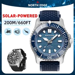 NORTH EDGE ABYSS Relógio Movido A Energia Solar Para Homens Caixa De Aço Inoxidável 316L Moldura De Cerâmica Vidro Miner