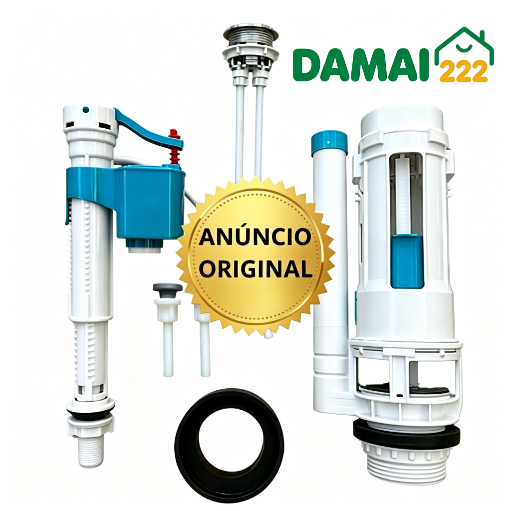 KIT DESCARGA CAIXA ACOPLADA COM BOTÃO DUPLO 3L E 6L MODELO UNIVERSAL ACIONAMENTO SUPERIOR