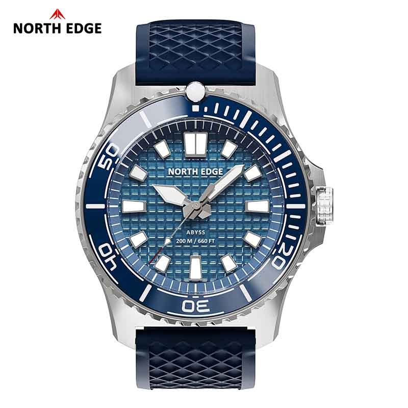 NORTH EDGE ABYSS Relógio Movido A Energia Solar Para Homens Caixa De Aço Inoxidável 316L Moldura De Cerâmica Vidro Miner