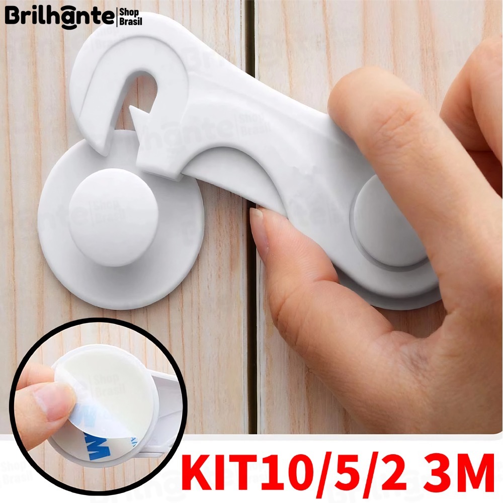 Kit 10/5/2 Trava de Gaveta Multiúso Trava Armario Porta Seguranca Bebe Anti-colisão infantil