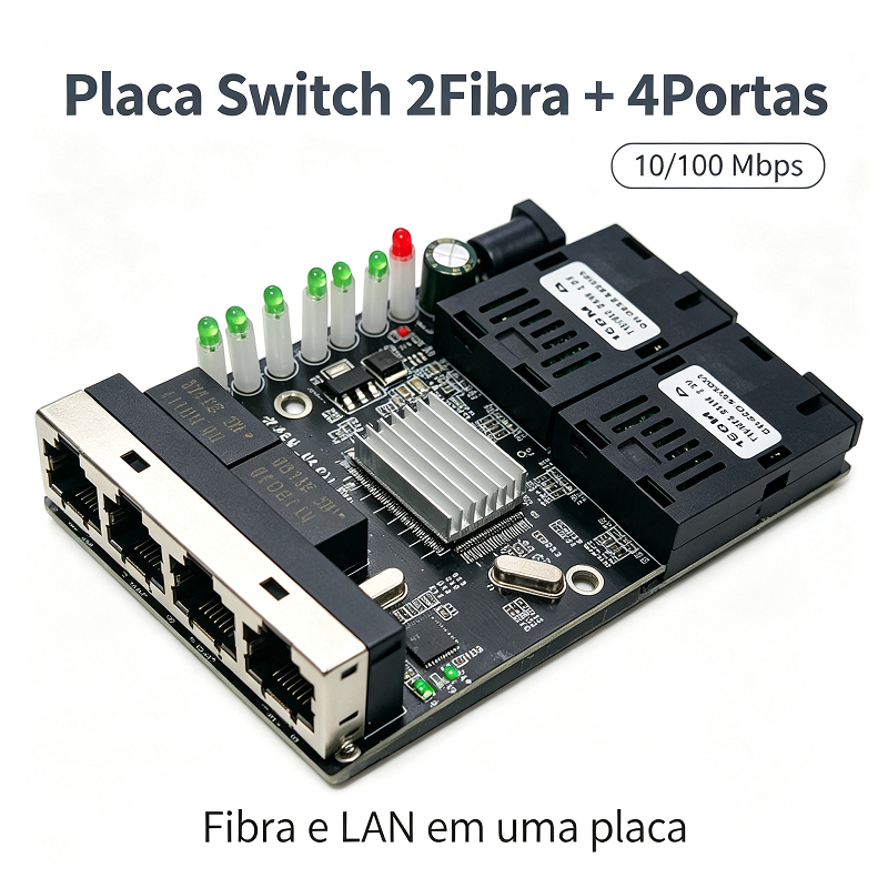 Reverse switch PoE Ethernet 2 25km 4 UTP rj45 sc-Fibra Porta optical pcba board 100 M Erhetinet Rápida 2f4e 10 /