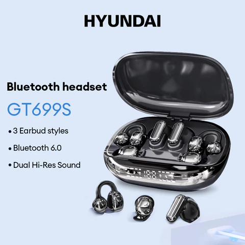 HYUNDAI GT699S Fone De Ouvido Bluetooth 3 Pares De Fones Intra-Auriculares/Abertosono Som Duplo De Alta Resolução Ultra-