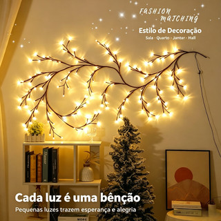 Luz de Parede LED Galho de Árvore Flexível, Decoração Ambiente, Bivolt para Sala, Quarto e Hall