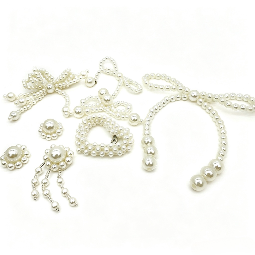 Acessórios de decoração de pérolas, acessórios de roupas, contas de bolha, arco, sapatos, acessórios de flores
