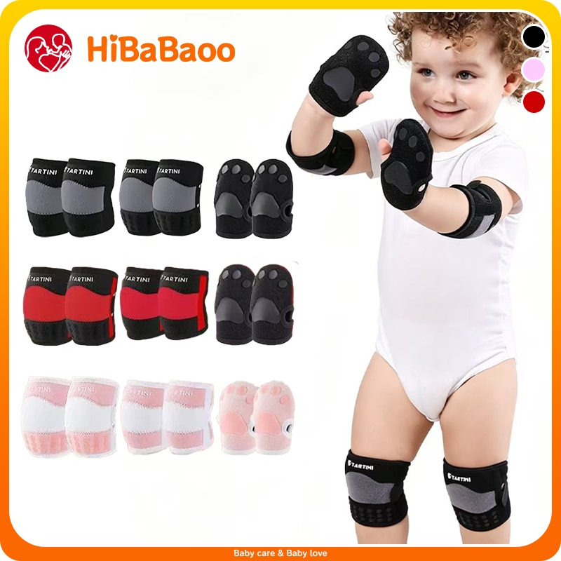 HiBaBaoo Joelheiras Ajustáveis Para Crianças , Respiráveis , Antiderrapantes , Cotoveleiras Pequenas , Protetores De Mão