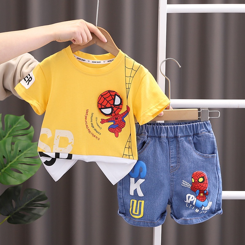 Crianças Verão Moda Bebê Meninos Roupas Dos Desenhos Animados Camiseta + Calças 2 Pçs/Set Criança Casual Traje 1-5 Anos